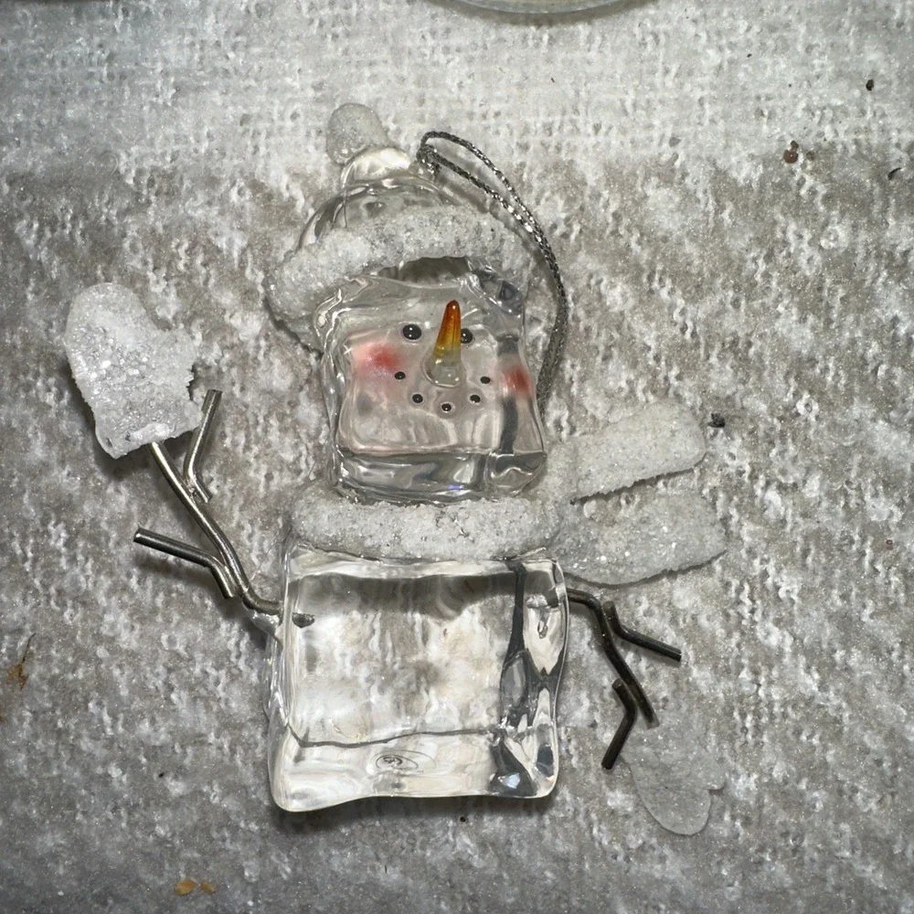 VTG Lot Of 4-Snowmen-1 Glitter Handblown 1-icecube 1-snowglobe1- Ceramic